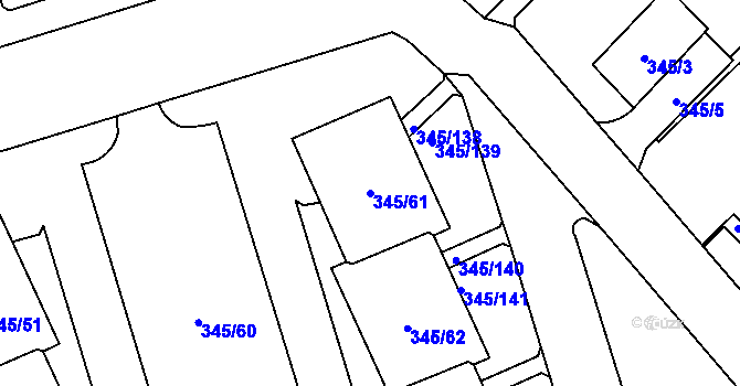 Parcela st. 345/61 v KÚ Kamýk, Katastrální mapa