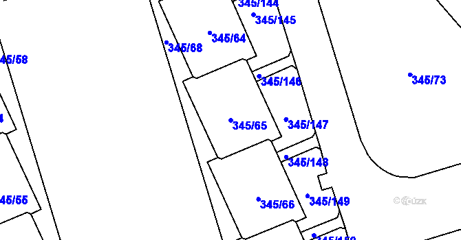 Parcela st. 345/65 v KÚ Kamýk, Katastrální mapa