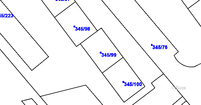 Parcela st. 345/99 v KÚ Kamýk, Katastrální mapa