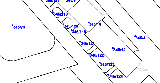 Parcela st. 345/121 v KÚ Kamýk, Katastrální mapa