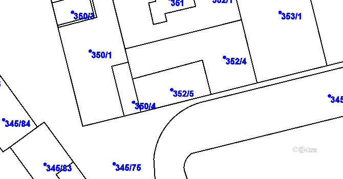 Parcela st. 352/5 v KÚ Kamýk, Katastrální mapa