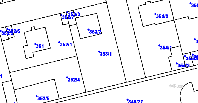 Parcela st. 353/1 v KÚ Kamýk, Katastrální mapa