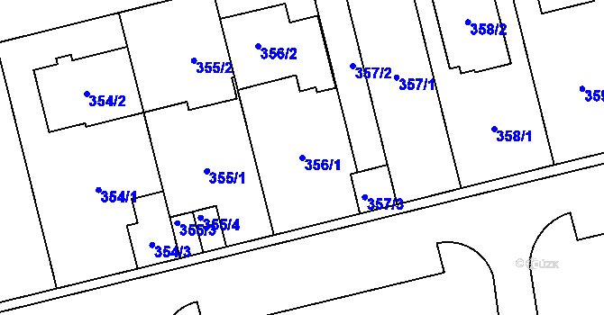 Parcela st. 356/1 v KÚ Kamýk, Katastrální mapa