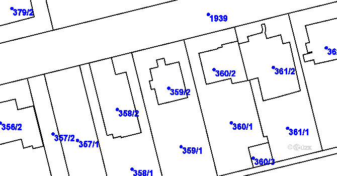 Parcela st. 359/2 v KÚ Kamýk, Katastrální mapa