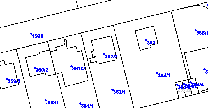Parcela st. 362/2 v KÚ Kamýk, Katastrální mapa