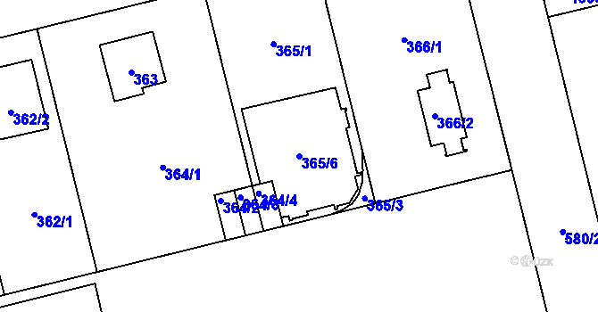 Parcela st. 365/6 v KÚ Kamýk, Katastrální mapa