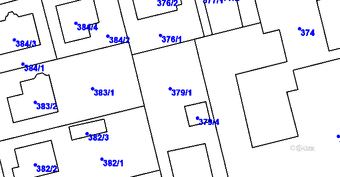 Parcela st. 379/1 v KÚ Kamýk, Katastrální mapa