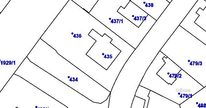 Parcela st. 435 v KÚ Kamýk, Katastrální mapa