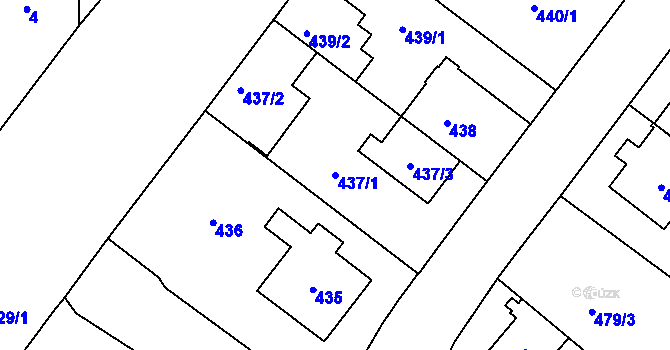 Parcela st. 437/1 v KÚ Kamýk, Katastrální mapa