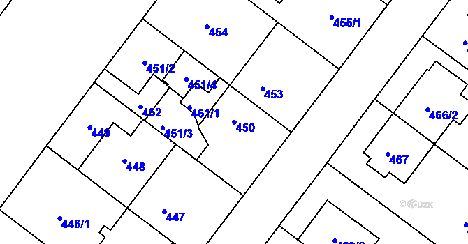 Parcela st. 450 v KÚ Kamýk, Katastrální mapa