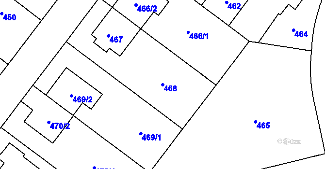 Parcela st. 468 v KÚ Kamýk, Katastrální mapa
