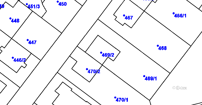 Parcela st. 469/2 v KÚ Kamýk, Katastrální mapa