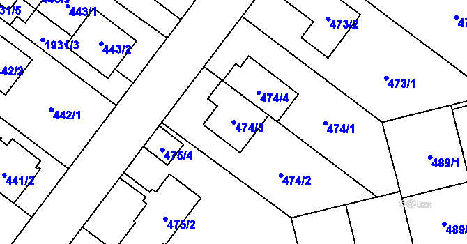 Parcela st. 474/3 v KÚ Kamýk, Katastrální mapa
