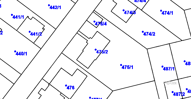 Parcela st. 475/2 v KÚ Kamýk, Katastrální mapa