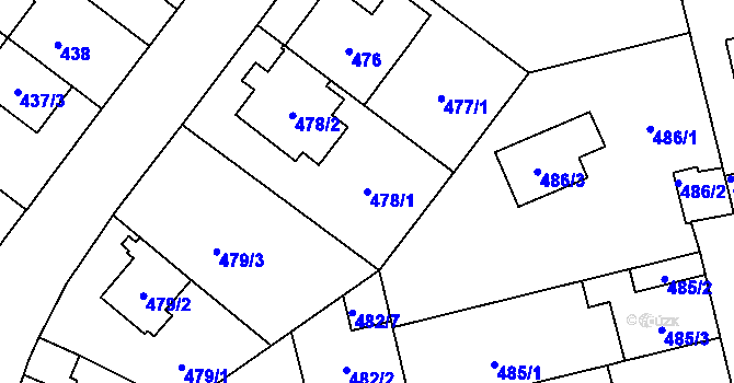 Parcela st. 478/1 v KÚ Kamýk, Katastrální mapa