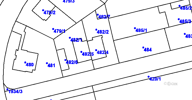 Parcela st. 482/4 v KÚ Kamýk, Katastrální mapa