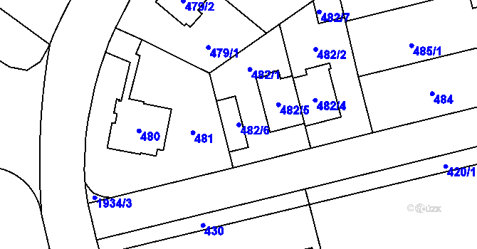 Parcela st. 482/6 v KÚ Kamýk, Katastrální mapa