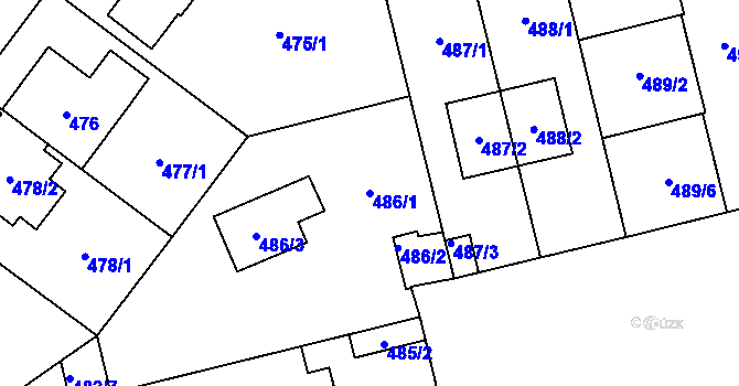 Parcela st. 486/1 v KÚ Kamýk, Katastrální mapa