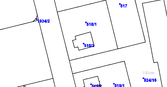 Parcela st. 518/2 v KÚ Kamýk, Katastrální mapa