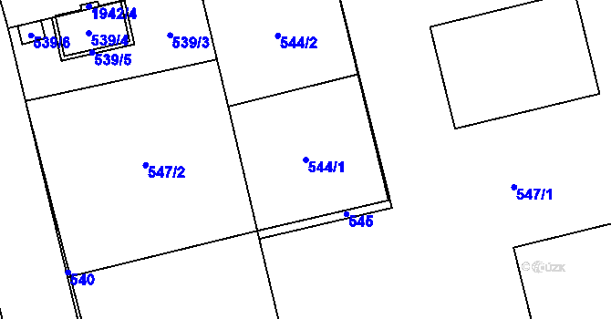 Parcela st. 544/1 v KÚ Kamýk, Katastrální mapa
