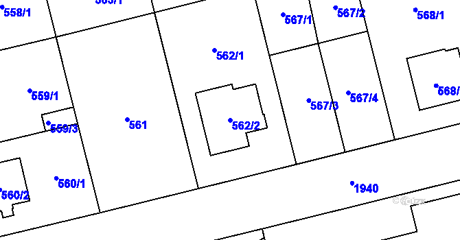 Parcela st. 562/2 v KÚ Kamýk, Katastrální mapa