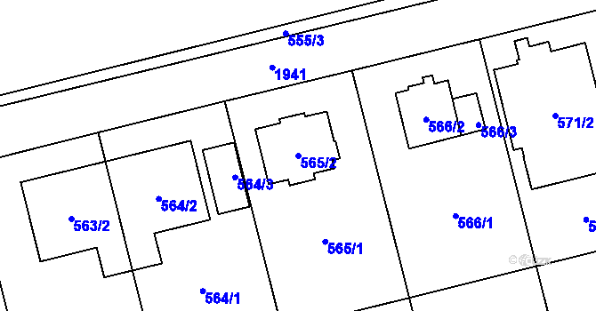 Parcela st. 565/2 v KÚ Kamýk, Katastrální mapa