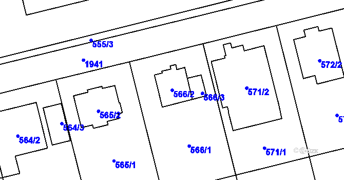 Parcela st. 566/2 v KÚ Kamýk, Katastrální mapa