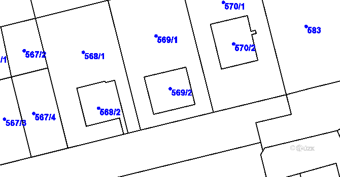 Parcela st. 569/2 v KÚ Kamýk, Katastrální mapa