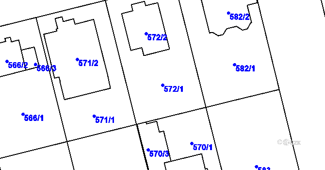 Parcela st. 572/1 v KÚ Kamýk, Katastrální mapa