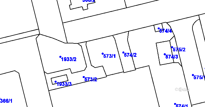 Parcela st. 573/1 v KÚ Kamýk, Katastrální mapa