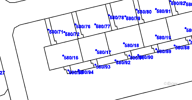 Parcela st. 580/17 v KÚ Kamýk, Katastrální mapa