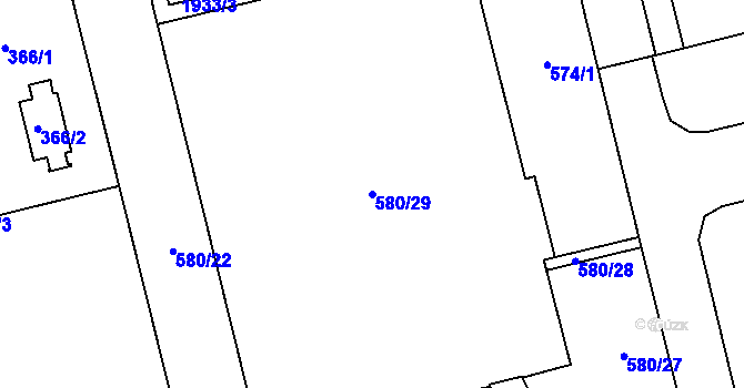 Parcela st. 580/29 v KÚ Kamýk, Katastrální mapa