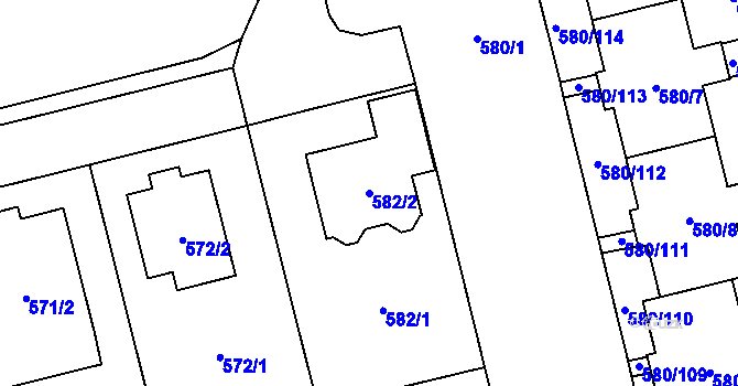 Parcela st. 582/2 v KÚ Kamýk, Katastrální mapa
