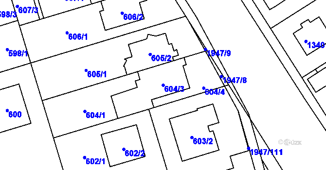 Parcela st. 604/3 v KÚ Kamýk, Katastrální mapa