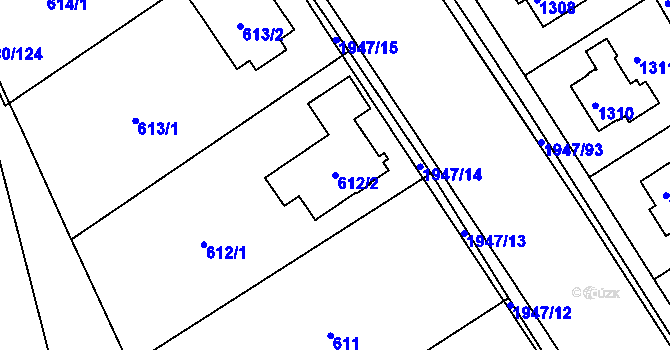 Parcela st. 612/2 v KÚ Kamýk, Katastrální mapa