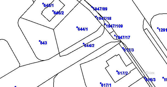 Parcela st. 644/2 v KÚ Kamýk, Katastrální mapa