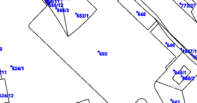 Parcela st. 650 v KÚ Kamýk, Katastrální mapa