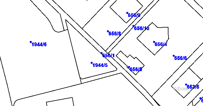Parcela st. 656/1 v KÚ Kamýk, Katastrální mapa