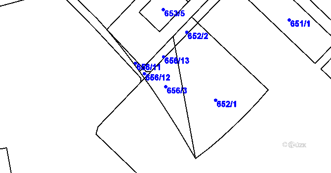 Parcela st. 656/3 v KÚ Kamýk, Katastrální mapa