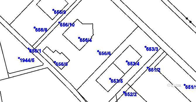Parcela st. 656/6 v KÚ Kamýk, Katastrální mapa