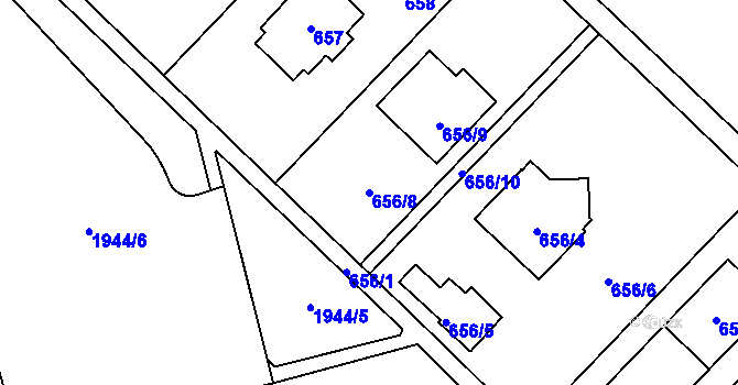 Parcela st. 656/8 v KÚ Kamýk, Katastrální mapa
