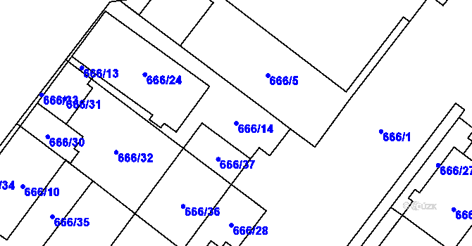 Parcela st. 666/14 v KÚ Kamýk, Katastrální mapa