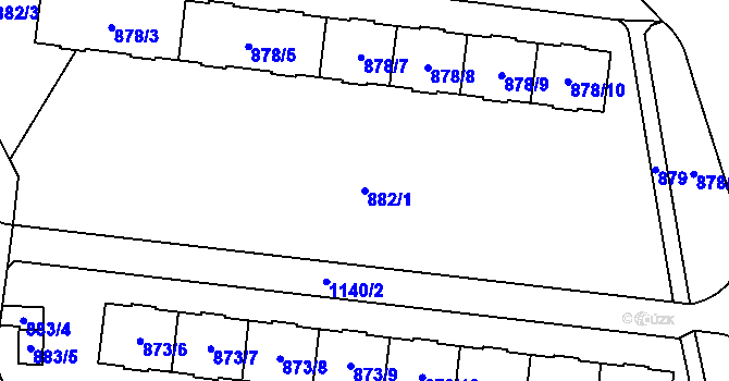 Parcela st. 882/1 v KÚ Kamýk, Katastrální mapa