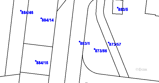 Parcela st. 883/1 v KÚ Kamýk, Katastrální mapa