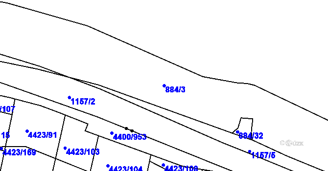 Parcela st. 884/3 v KÚ Kamýk, Katastrální mapa