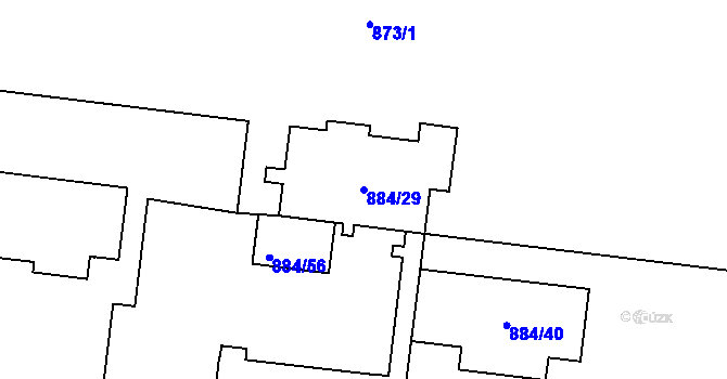 Parcela st. 884/29 v KÚ Kamýk, Katastrální mapa