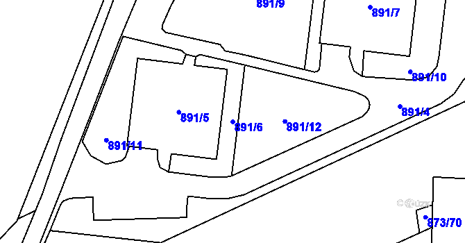 Parcela st. 891/6 v KÚ Kamýk, Katastrální mapa