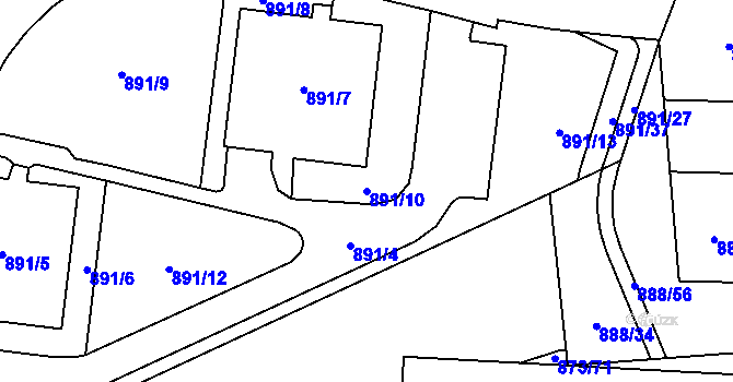 Parcela st. 891/10 v KÚ Kamýk, Katastrální mapa