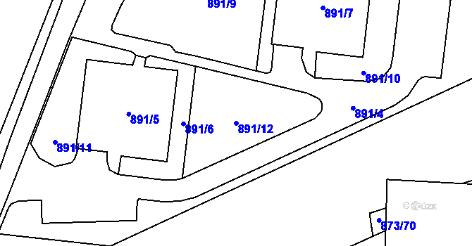 Parcela st. 891/12 v KÚ Kamýk, Katastrální mapa