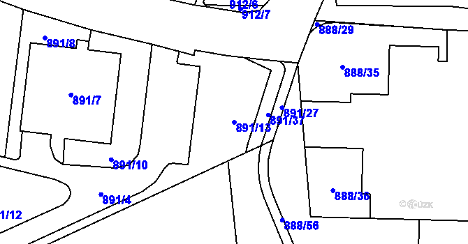 Parcela st. 891/13 v KÚ Kamýk, Katastrální mapa